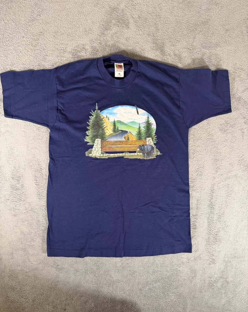Vintage Smoky Mountains T-Shirt Size L Navy Single Stitch